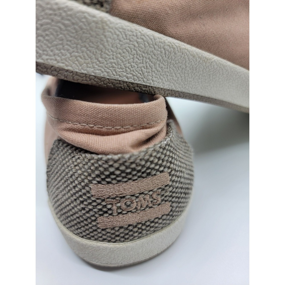 Casual Comfy Toms Men 12 Canvas Loafers Tan Olive Bubble Stitch Great Condition - Picture 12 of 15